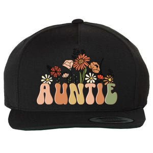 Floral Auntie Retro Groovy Auntie New Auntie Mothers Day Gift Wool Snapback Cap