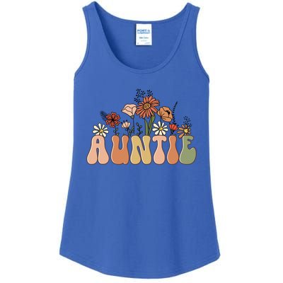 Floral Auntie Retro Groovy Auntie New Auntie Mothers Day Gift Ladies Essential Tank