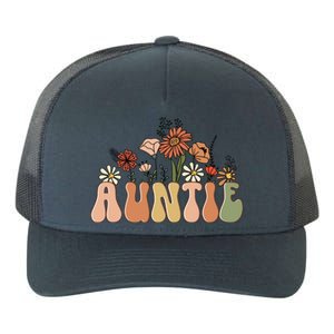 Floral Auntie Retro Groovy Auntie New Auntie Mothers Day Gift Yupoong Adult 5-Panel Trucker Hat