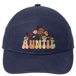 Floral Auntie Retro Groovy Auntie New Auntie Mothers Day Gift 7-Panel Snapback Hat