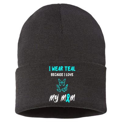 Food Allergy Ribbon I Love My Mom Food Allergy Awareness Sustainable Knit Beanie