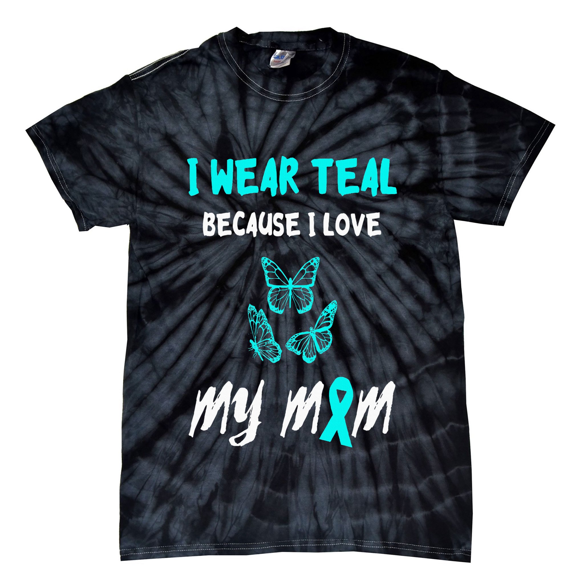 Food Allergy Ribbon I Love My Mom Food Allergy Awareness Tie-Dye T-Shirt