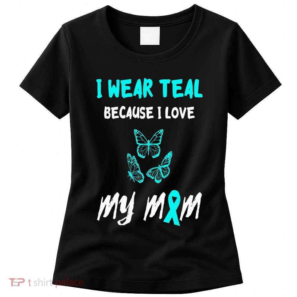 Food Allergy Ribbon I Love My Mom Food Allergy Awareness Womens T-Shirt