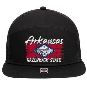 Funny Arkansas Razorback State 7 Panel Mesh Trucker Snapback Hat