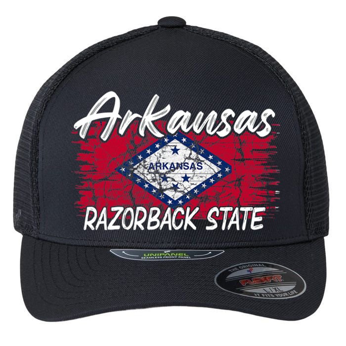 Funny Arkansas Razorback State Flexfit Unipanel Trucker Cap