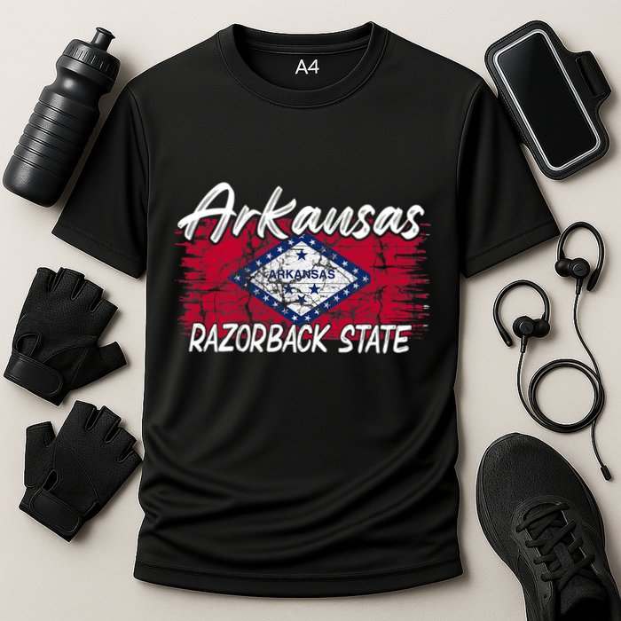 Funny Arkansas Razorback State Cooling Performance Crew T-Shirt