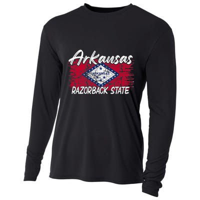 Funny Arkansas Razorback State Cooling Performance Long Sleeve Crew