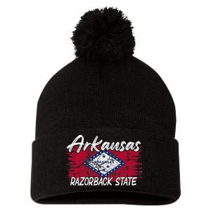 Funny Arkansas Razorback State Pom Pom 12in Knit Beanie