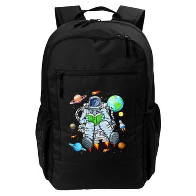 Funny Astronaut Reads Book In Space Outer Space Book Nerds Daily Commute Backpack