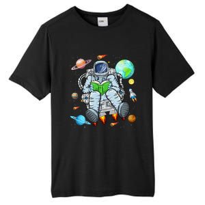 Funny Astronaut Reads Book In Space Outer Space Book Nerds Tall Fusion ChromaSoft Performance T-Shirt