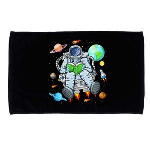 Funny Astronaut Reads Book In Space Outer Space Book Nerds Microfiber Hand Towel