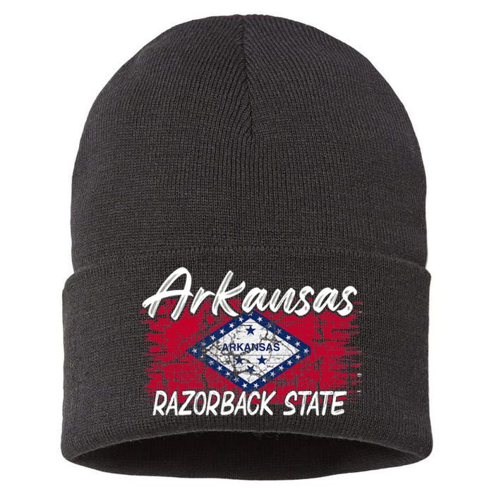 Funny Arkansas Razorback State Sustainable Knit Beanie