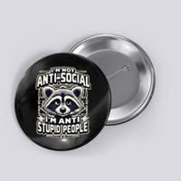 Funny Antisocial Raccoon Adult Humor Introvert Button