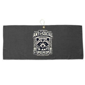 Funny Antisocial Raccoon Adult Humor Introvert Large Microfiber Waffle Golf Towel