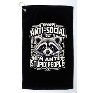 Funny Antisocial Raccoon Adult Humor Introvert Platinum Collection Golf Towel