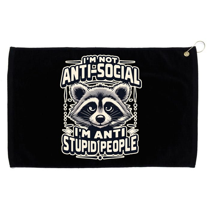 Funny Antisocial Raccoon Adult Humor Introvert Grommeted Golf Towel