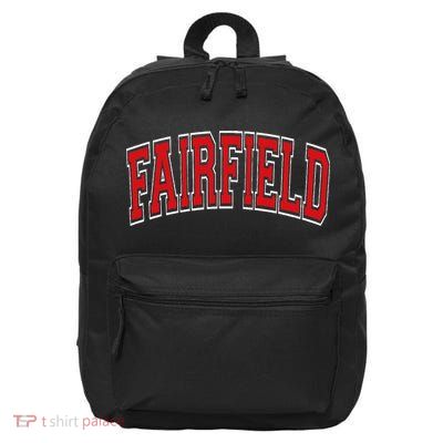 Fairfield Arched Red Text 16 in Basic Backpack