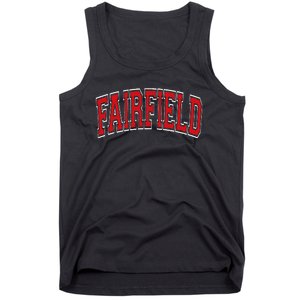 Fairfield Arched Red Text Tank Top