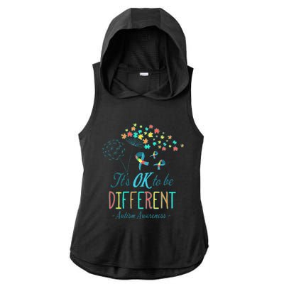 Flower Autism Ribbon Colorful Gifts It's Ok To Be Different Ladies PosiCharge Tri-Blend Wicking Draft Hoodie Tank