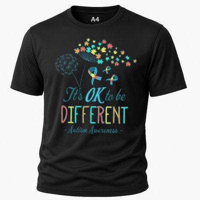 Flower Autism Ribbon Colorful Gifts It's Ok To Be Different Performance Shirt