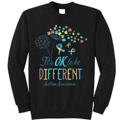 Flower Autism Ribbon Colorful Gifts It's Ok To Be Different Sweatshirt