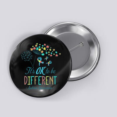 Flower Autism Ribbon Colorful Gifts It's Ok To Be Different Button