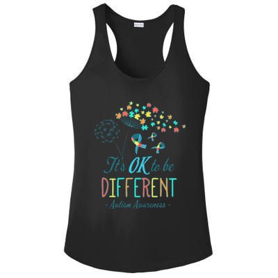 Flower Autism Ribbon Colorful Gifts It's Ok To Be Different Ladies PosiCharge Competitor Racerback Tank