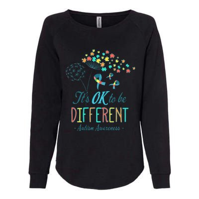 Flower Autism Ribbon Colorful Gifts It's Ok To Be Different Womens California Wash Sweatshirt