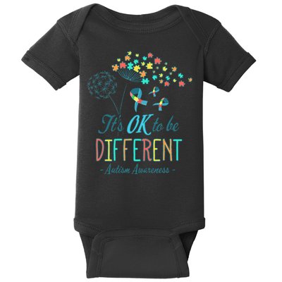 Flower Autism Ribbon Colorful Gifts It's Ok To Be Different Baby Bodysuit