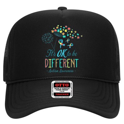 Flower Autism Ribbon Colorful Gifts It's Ok To Be Different Trucker Hat