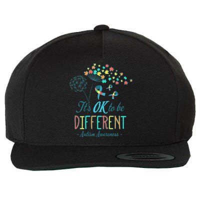 Flower Autism Ribbon Colorful Gifts It's Ok To Be Different Wool Snapback Cap