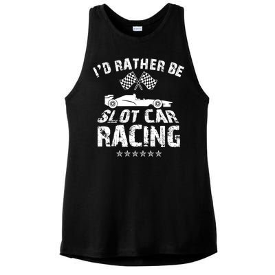 Formula Auto Racing Slot Car Checkered Flag Gift Ladies PosiCharge Tri-Blend Wicking Tank