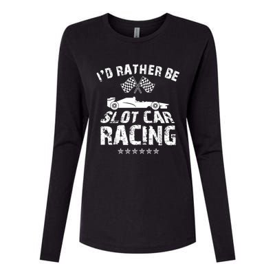 Formula Auto Racing Slot Car Checkered Flag Gift Womens Cotton Relaxed Long Sleeve T-Shirt