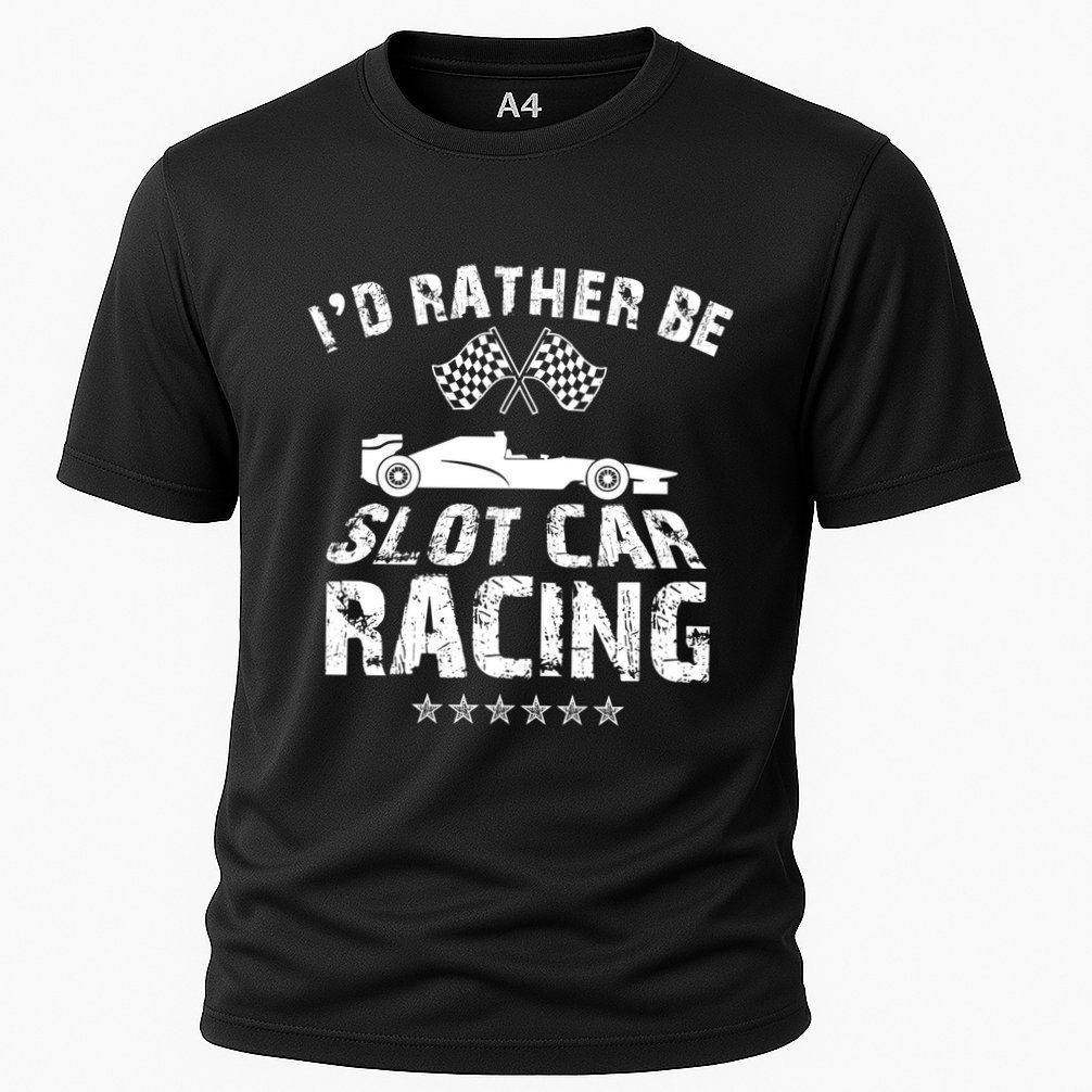 Formula Auto Racing Slot Car Checkered Flag Gift Cooling Performance Crew T-Shirt