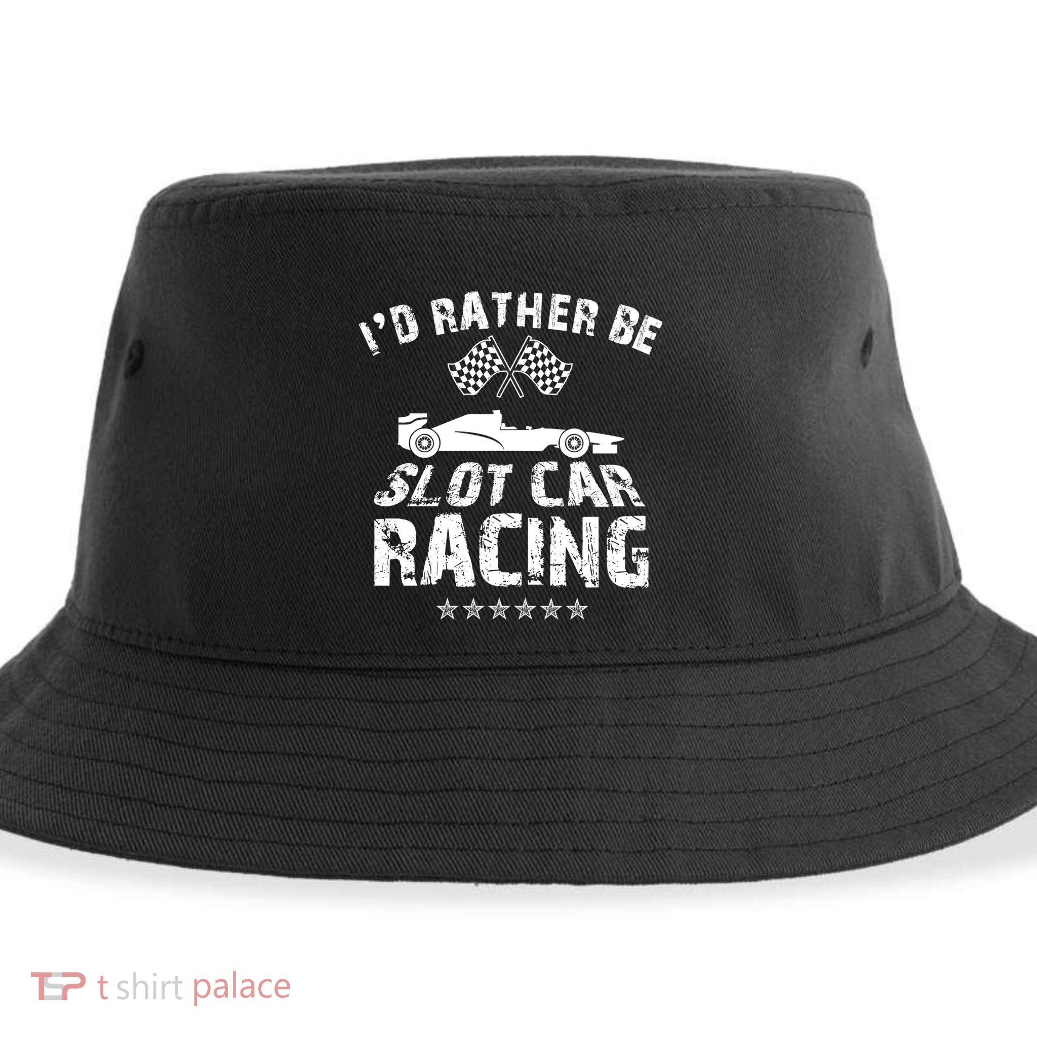 Formula Auto Racing Slot Car Checkered Flag Gift Sustainable Bucket Hat