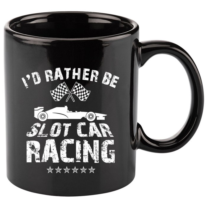 Formula Auto Racing Slot Car Checkered Flag Gift 11oz C Handle Ceramic Mug