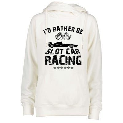 Formula Auto Racing Slot Car Checkered Flag Gift Womens Funnel Neck Pullover Hood