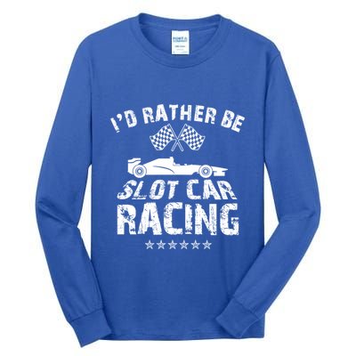 Formula Auto Racing Slot Car Checkered Flag Gift Tall Long Sleeve T-Shirt