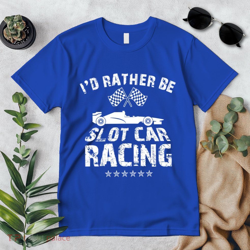 Formula Auto Racing Slot Car Checkered Flag Gift Premium T-Shirt