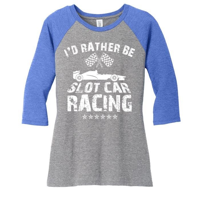 Formula Auto Racing Slot Car Checkered Flag Gift Women's Tri-Blend 3/4-Sleeve Raglan Shirt