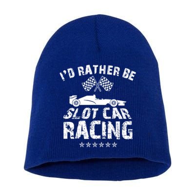 Formula Auto Racing Slot Car Checkered Flag Gift Short Acrylic Beanie