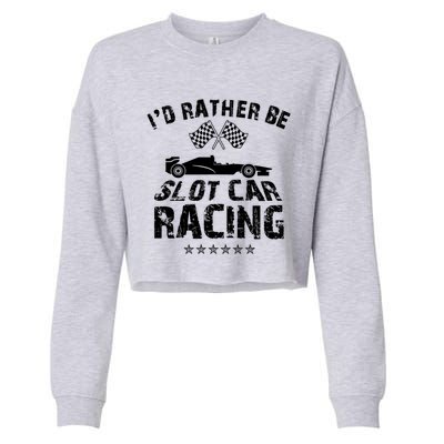 Formula Auto Racing Slot Car Checkered Flag Gift Cropped Pullover Crew