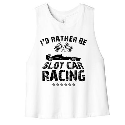 Formula Auto Racing Slot Car Checkered Flag Gift Women's Racerback Cropped Tank