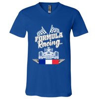 French Auto Race France Flag Formula Racing Car Racer Fans Gift V-Neck T-Shirt