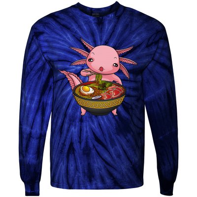 Funny Axolotl Ra Noodle Japanese Art  Tie-Dye Long Sleeve Shirt