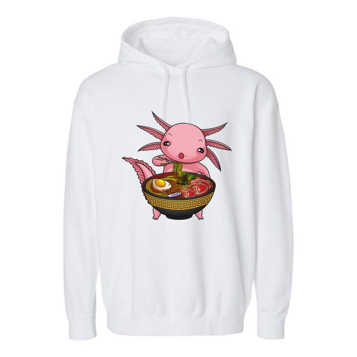 Funny Axolotl Ra Noodle Japanese Art  Garment-Dyed Fleece Hoodie