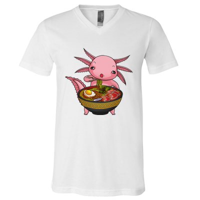 Funny Axolotl Ra Noodle Japanese Art  V-Neck T-Shirt