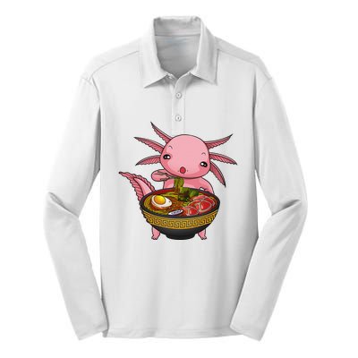 Funny Axolotl Ra Noodle Japanese Art  Silk Touch Performance Long Sleeve Polo