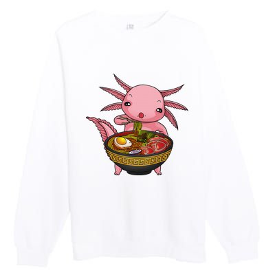 Funny Axolotl Ra Noodle Japanese Art  Premium Crewneck Sweatshirt