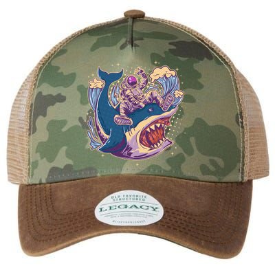 Funny Astronaut Riding Shark Legacy Tie Dye Trucker Hat